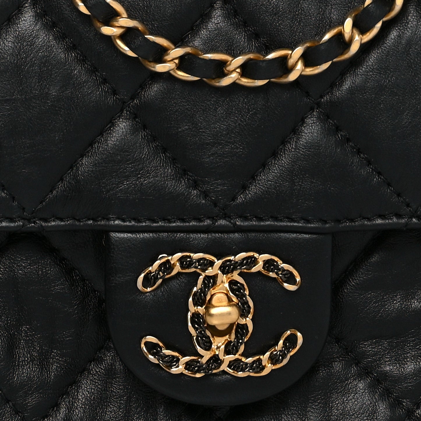 Lambskin Quilted Chanel Square Flap Black