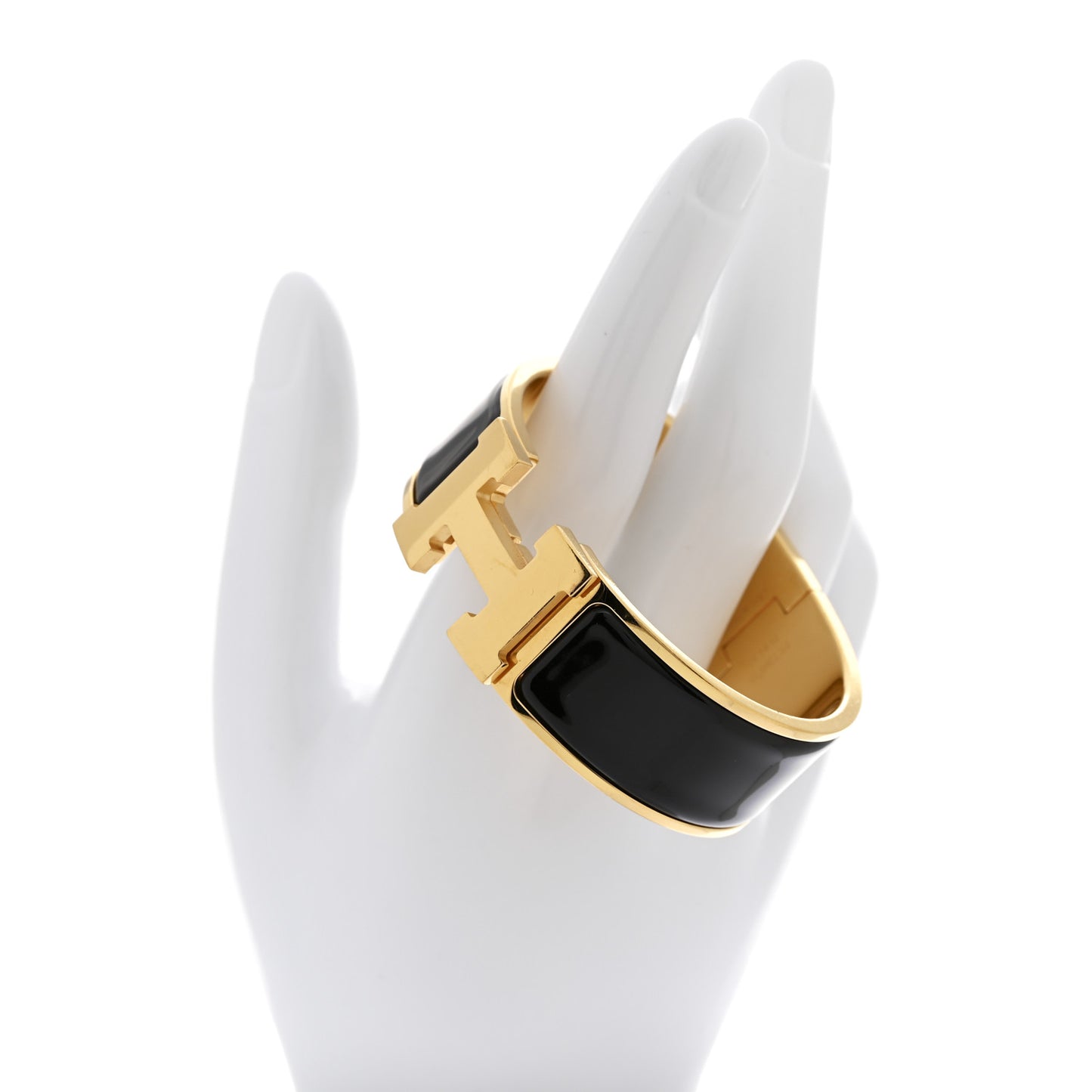 Enamel Clic Clac H Bracelet Wide GM Black