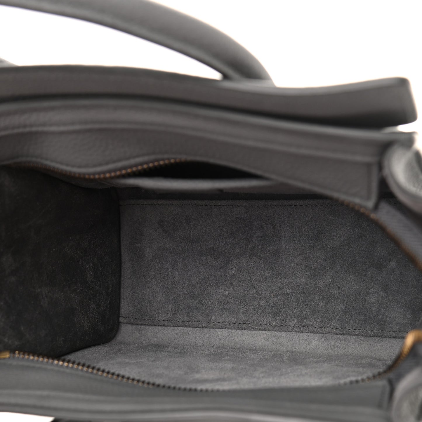 Drummed Calfskin Nano Luggage Kohl
