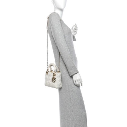 Christian Dior Lambskin Cannage Mini Lady Dior White 3 of 17