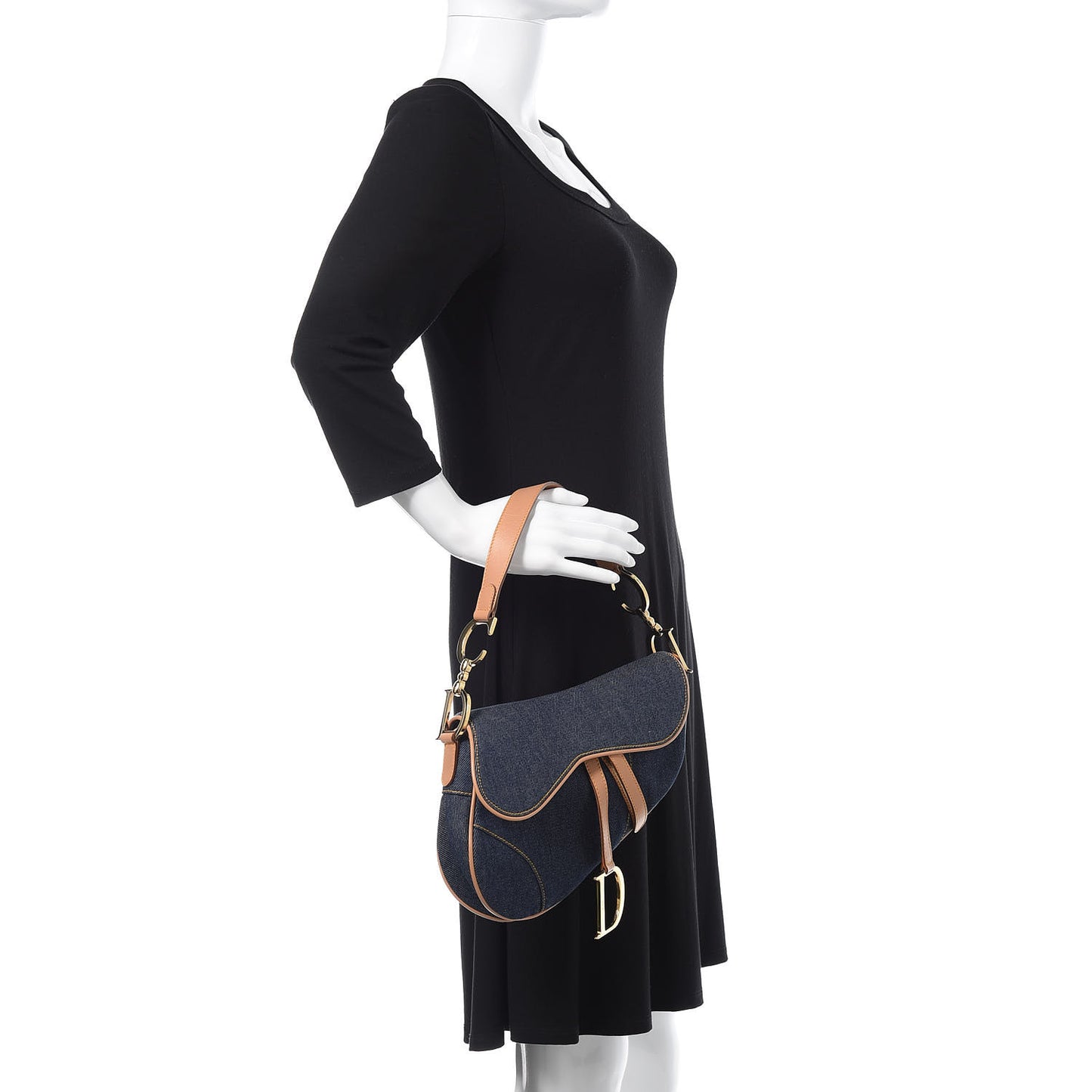 Denim Calfskin Saddle Bag Blue