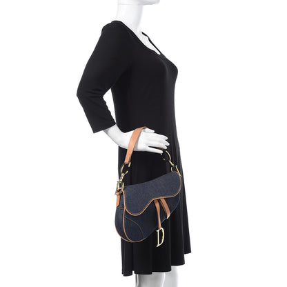 Christian Dior Denim Calfskin Saddle Bag Blue 2 of 9