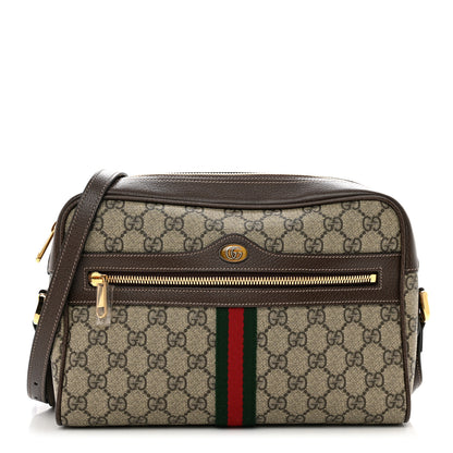 Gucci GG Supreme Monogram Web Small Ophidia Shoulder Bag Brown 1 of 10