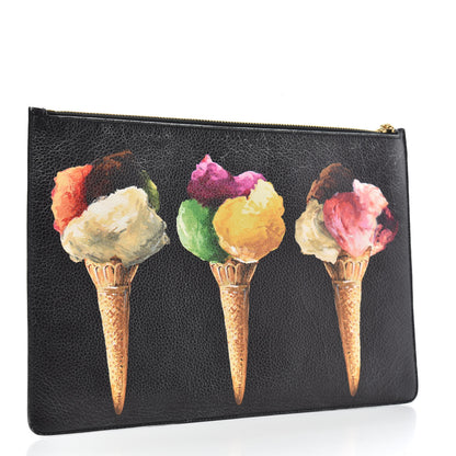 Dolce & Gabbana Vitello Stampato Ice Cream Pouch Black Multicolor 3 of 9