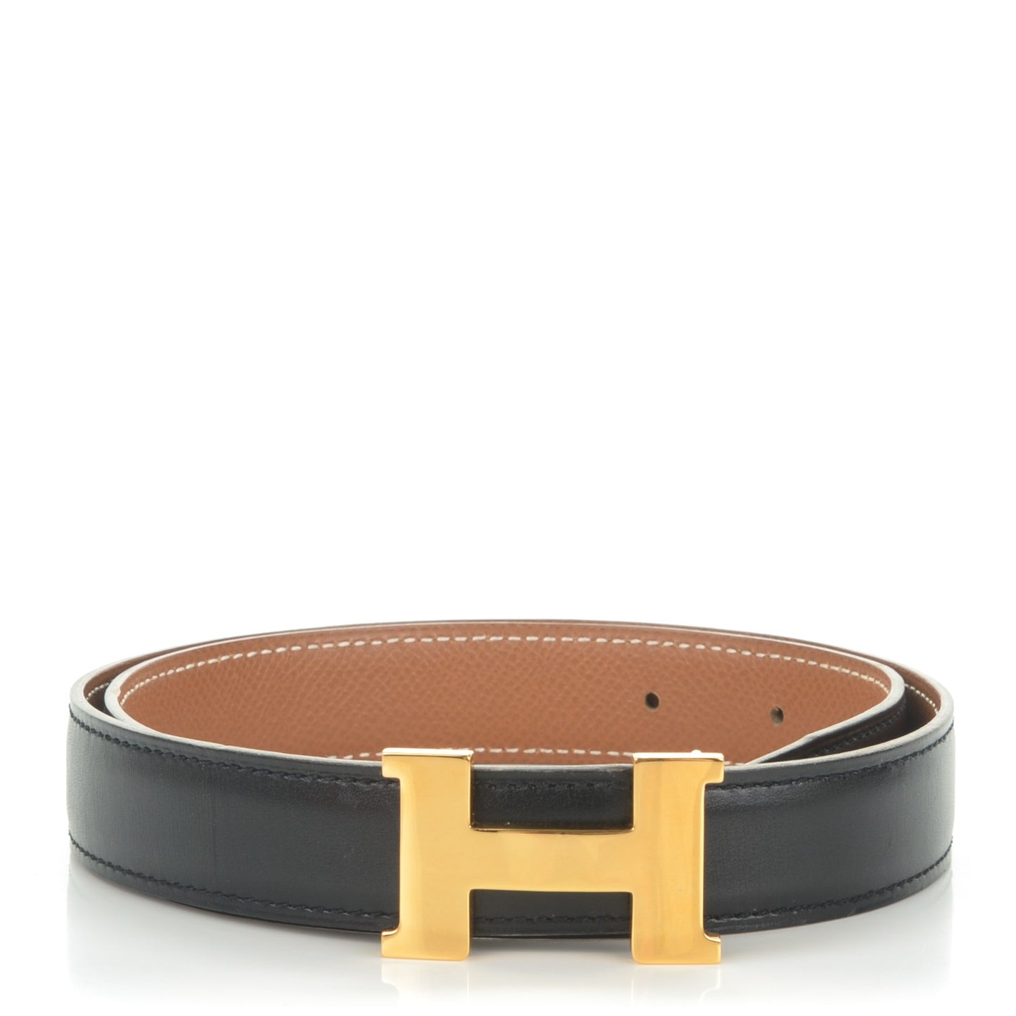 Box Courchevel 24mm Constance H Belt 65 Black Gold