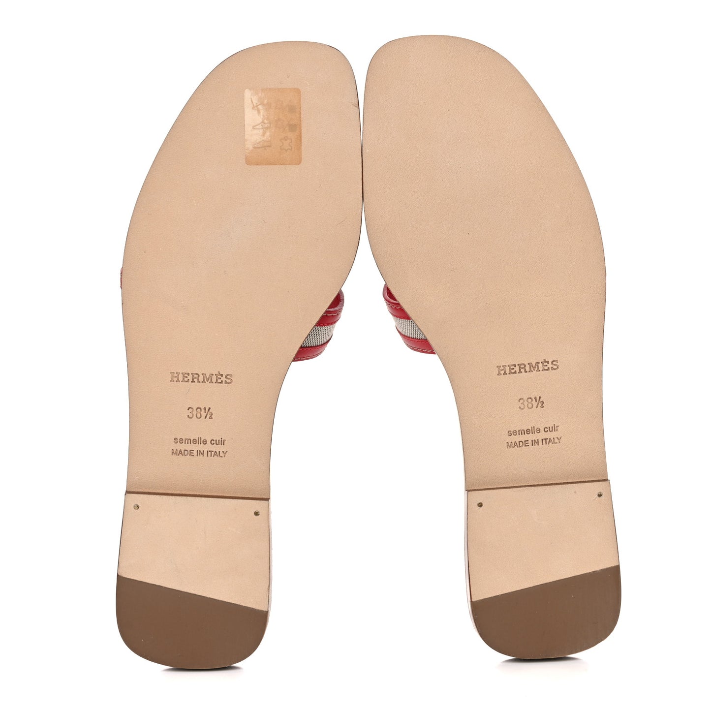 Canvas Calfskin Oran Sandals 38.5 Prunoir Rouge A Levre