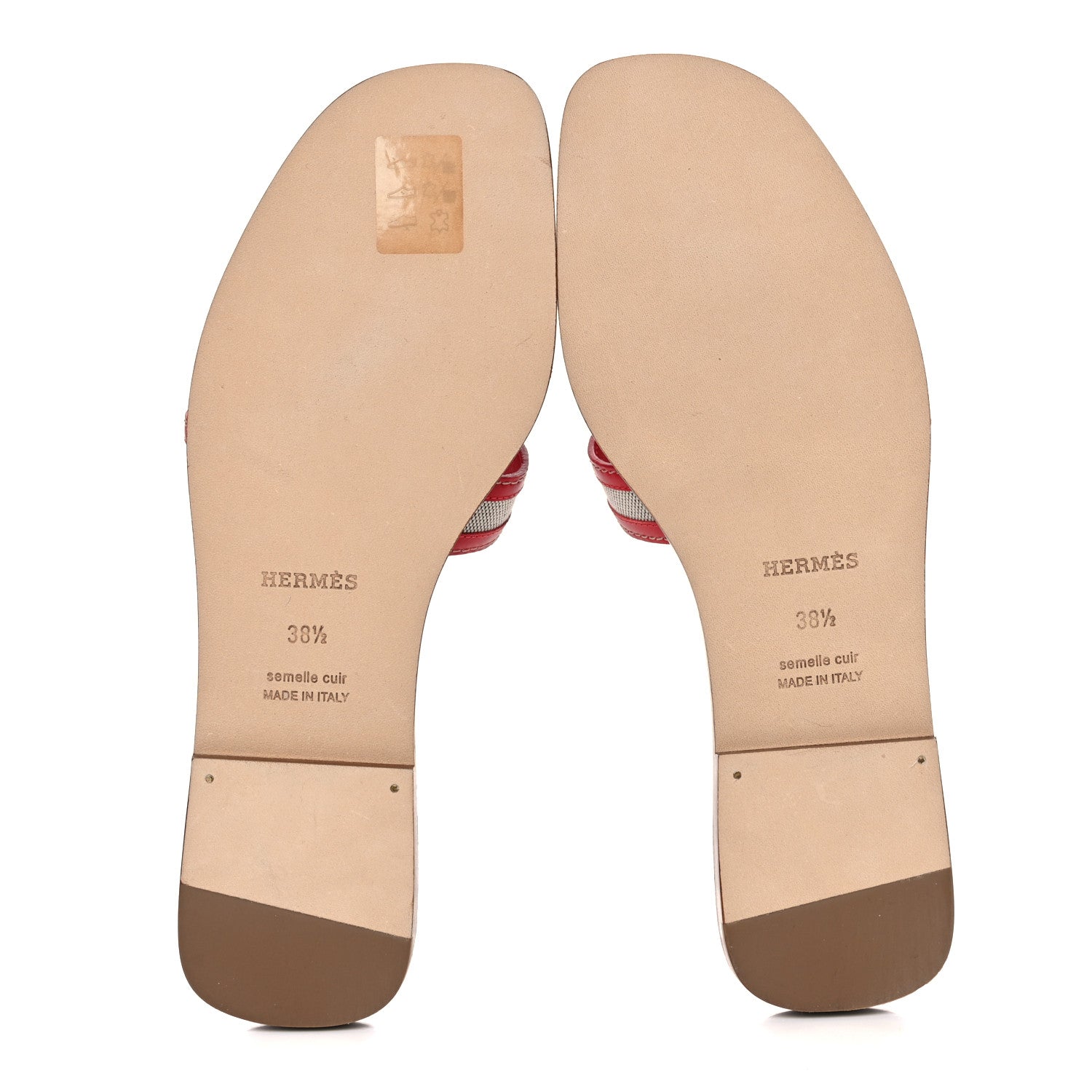 Hermes Canvas Calfskin Oran Sandals 38.5 Prunoir Rouge A Levre 5 of 8