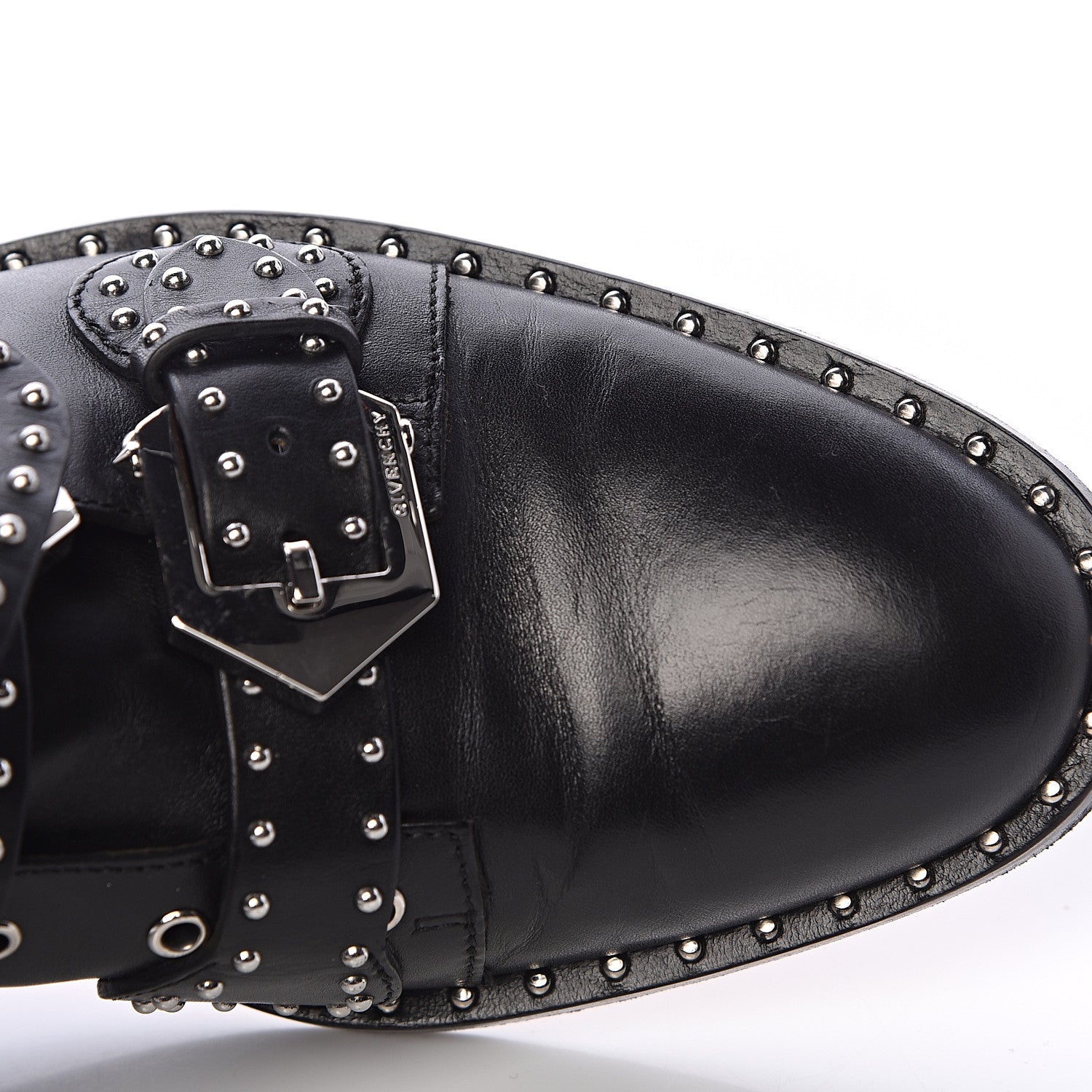 Givenchy Calfskin Studded Prue Buckle Bootie 38 Black 14 of 18