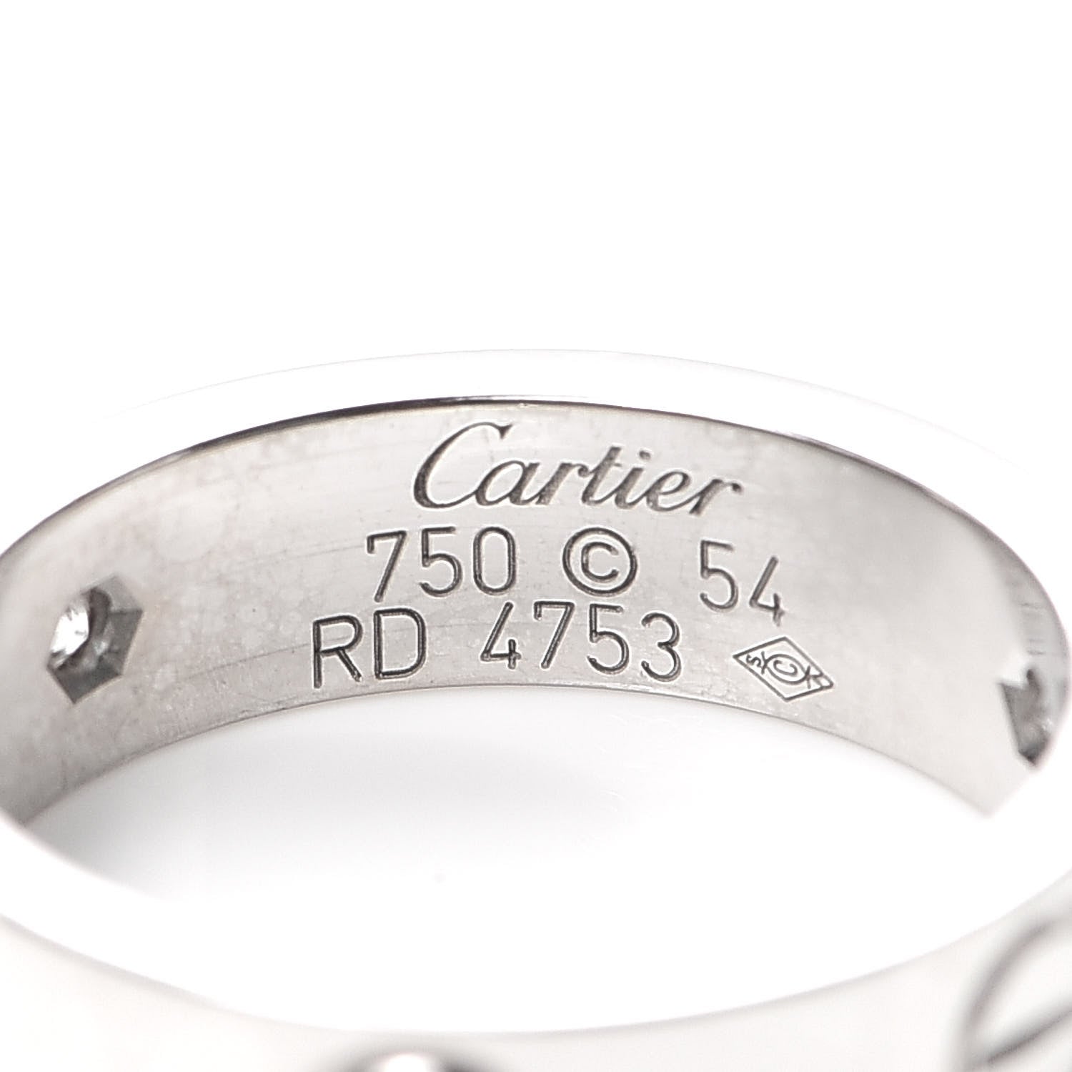 Cartier 18K White Gold 3 Diamond 5.5mm LOVE Ring 54 6.75 4 of 4
