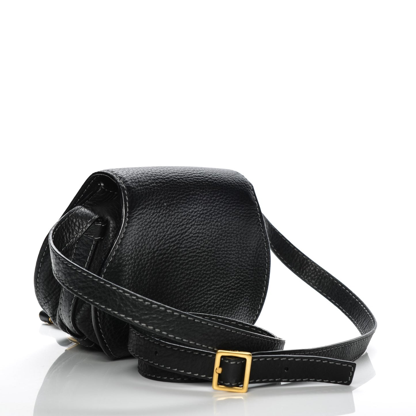 Calfskin Mini Marcie Round Crossbody Bag Black