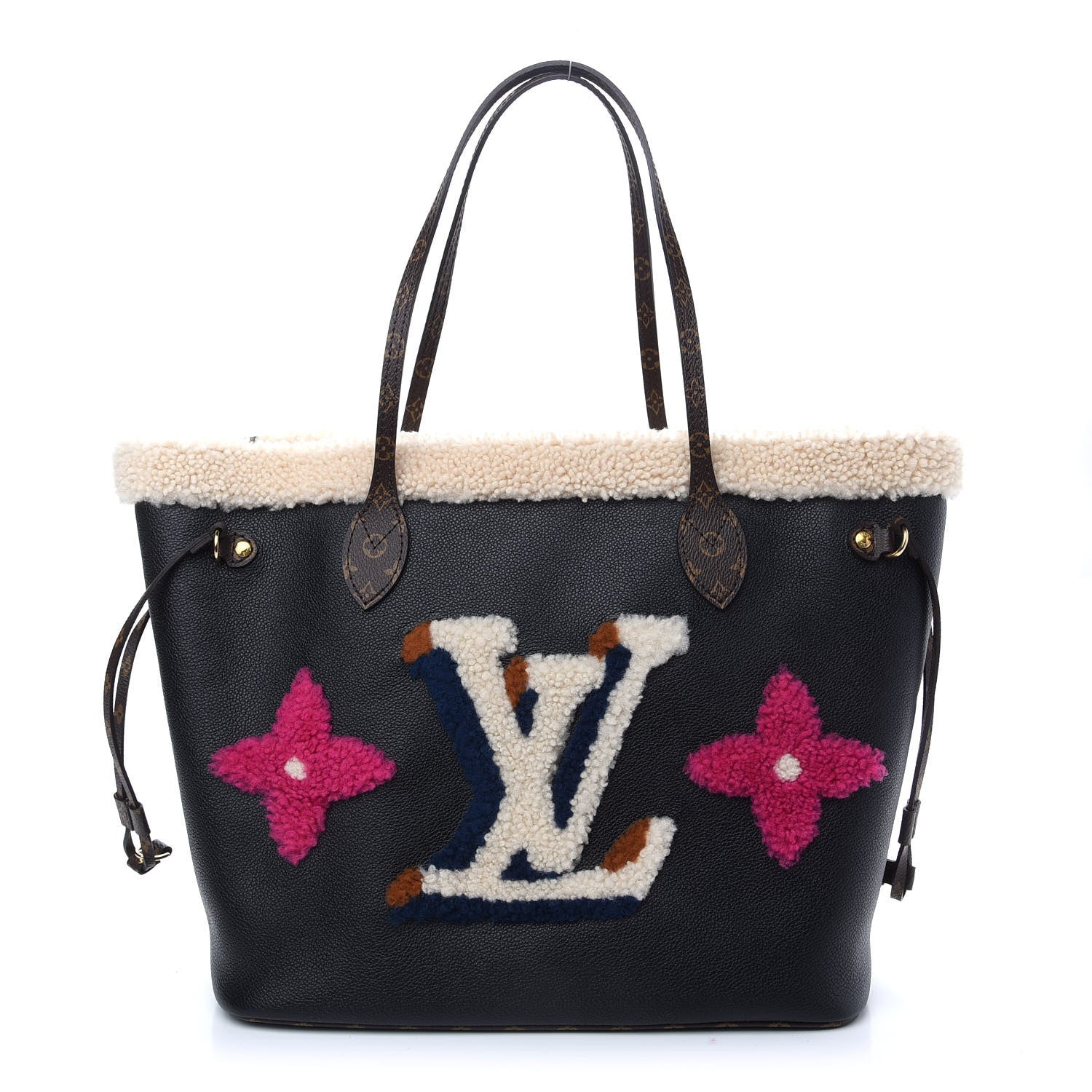 Louis Vuitton Calfskin Monogram Teddy Neverfull MM Black 3 of 10