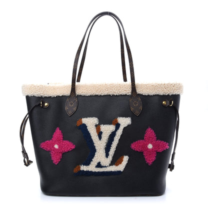 Louis Vuitton Calfskin Monogram Teddy Neverfull MM Black 3 of 10
