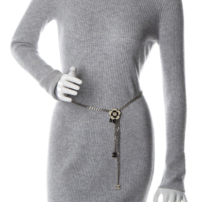Chanel Enamel Camellia Chain Belt Silver White 2 of 5