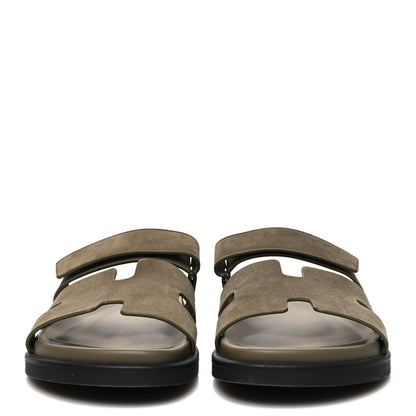 Hermes Suede Goatskin Mens Chypre Sandals 43 Vert Toundra 2 of 8