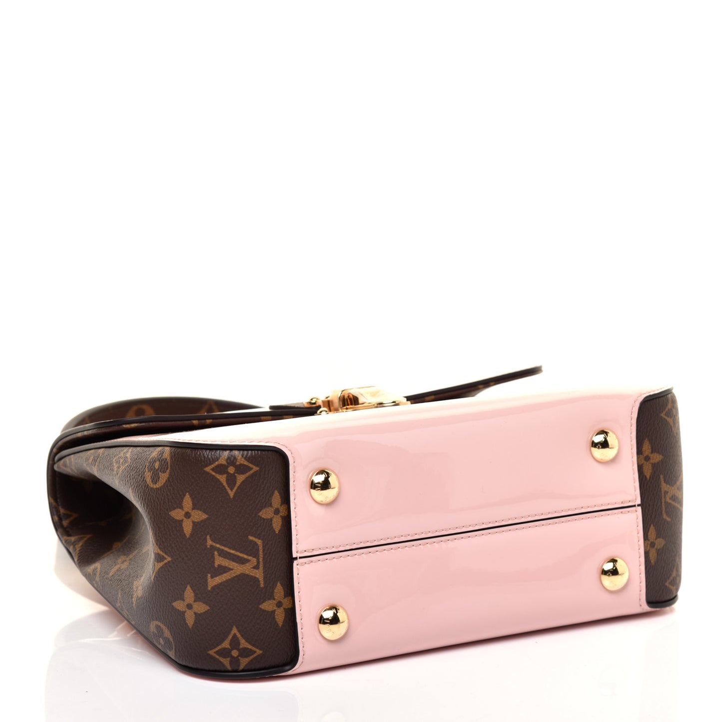 Patent Calfskin Monogram Cherrywood PM Rose Ballerine