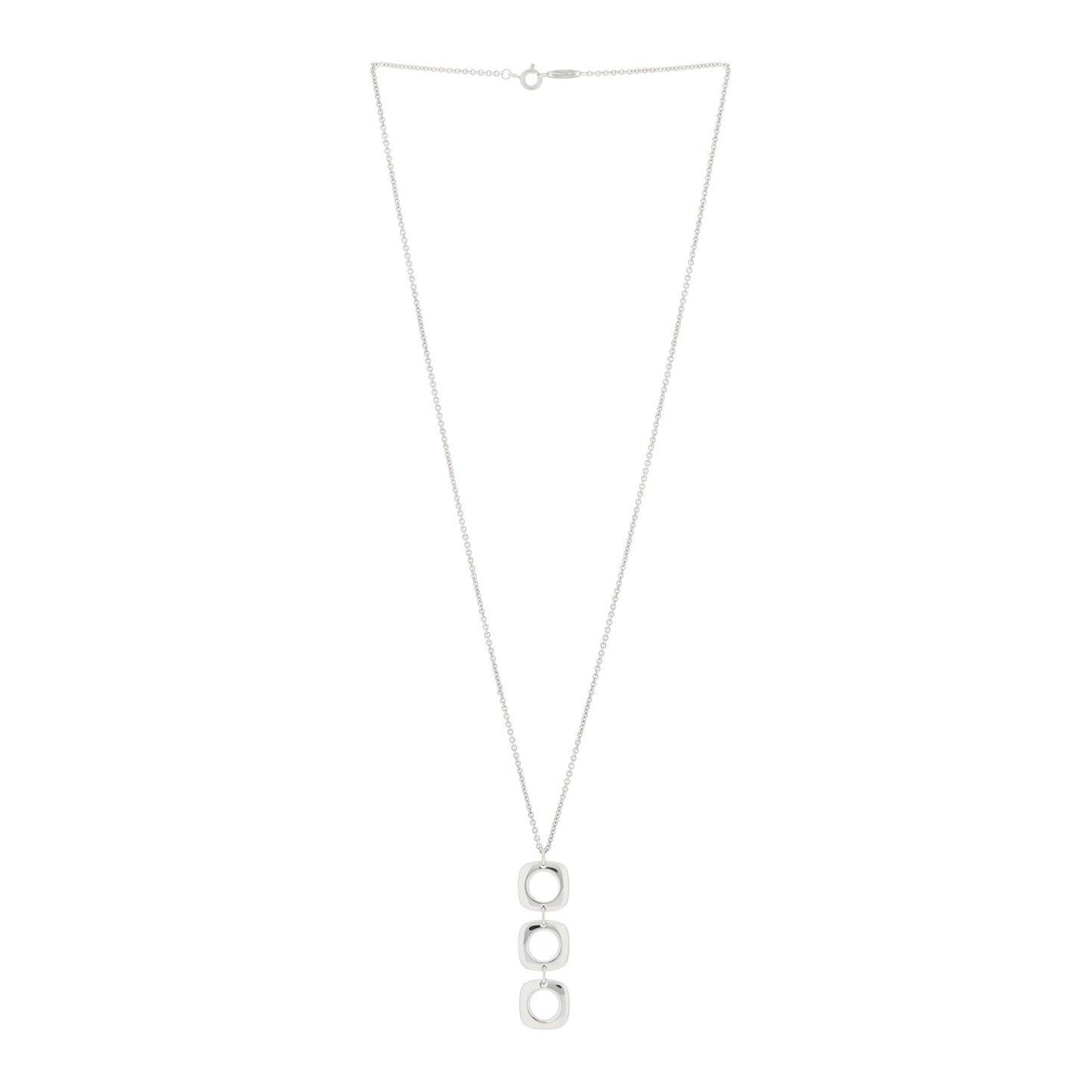 Sterling Silver Cushion Square Link Pendant Necklace