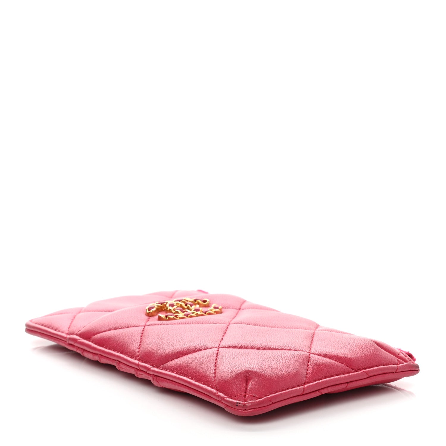 Chanel Shiny Goatskin Quilted Chanel 19 Phone and Card Holder Red 4 of 7