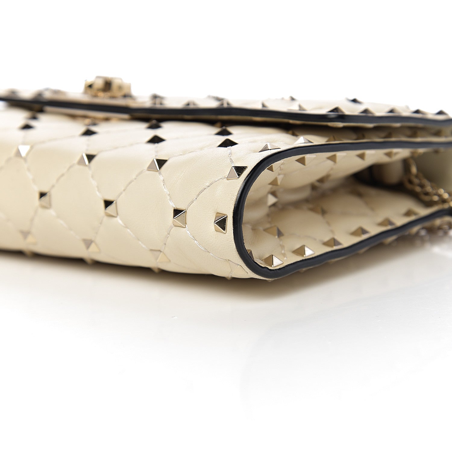 Valentino Garavani Nappa Rockstud Spike Wallet on Chain Light Ivory 11 of 13