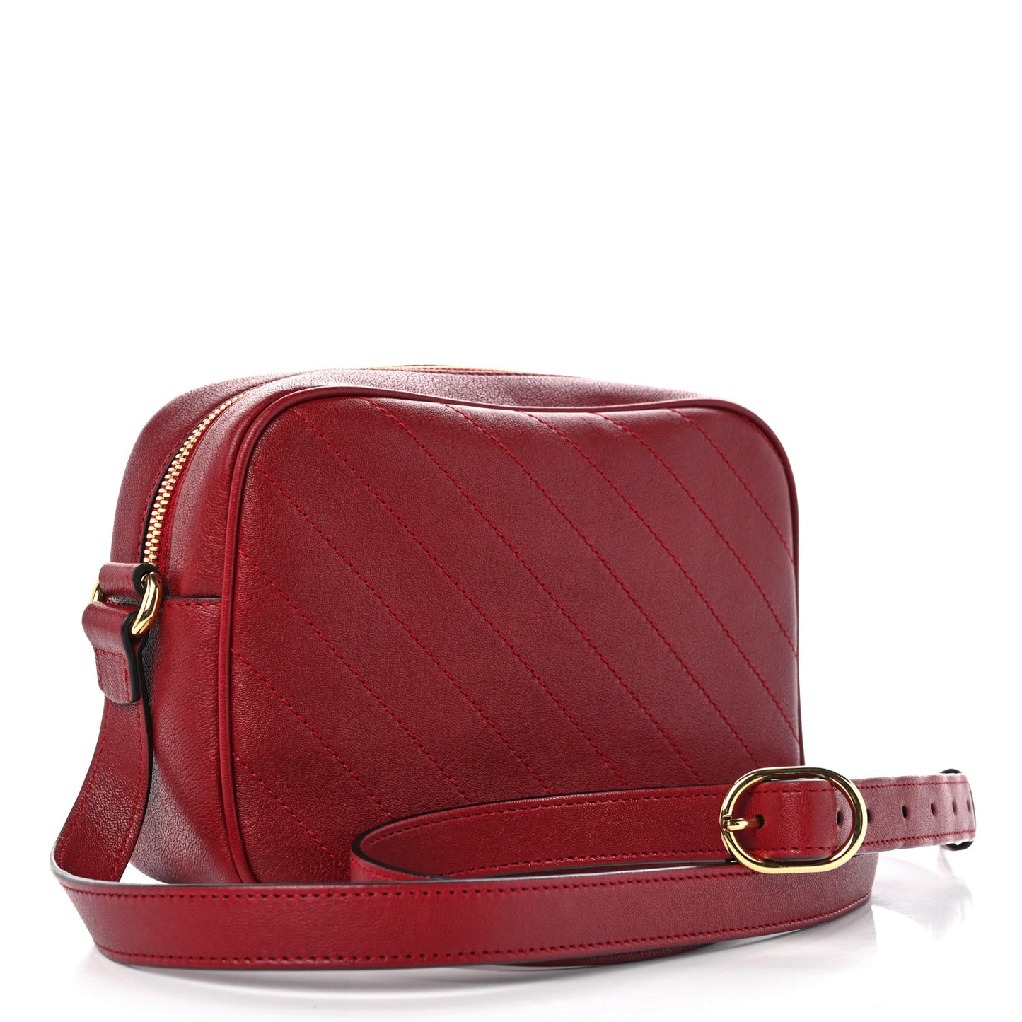 Sakai Be Green Calfskin Diagonal Stitched Small Blondie Shoulder Bag Rosso