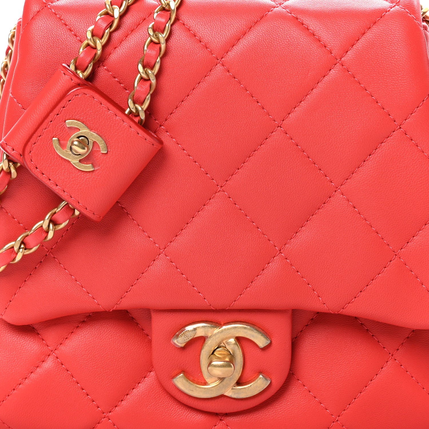 Chanel Lambskin Quilted Side-Packs Red 9 of 14