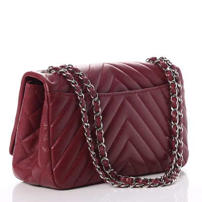 Chanel Lambskin Surpique Chevron Medium Single Flap Dark Red 3 of 14