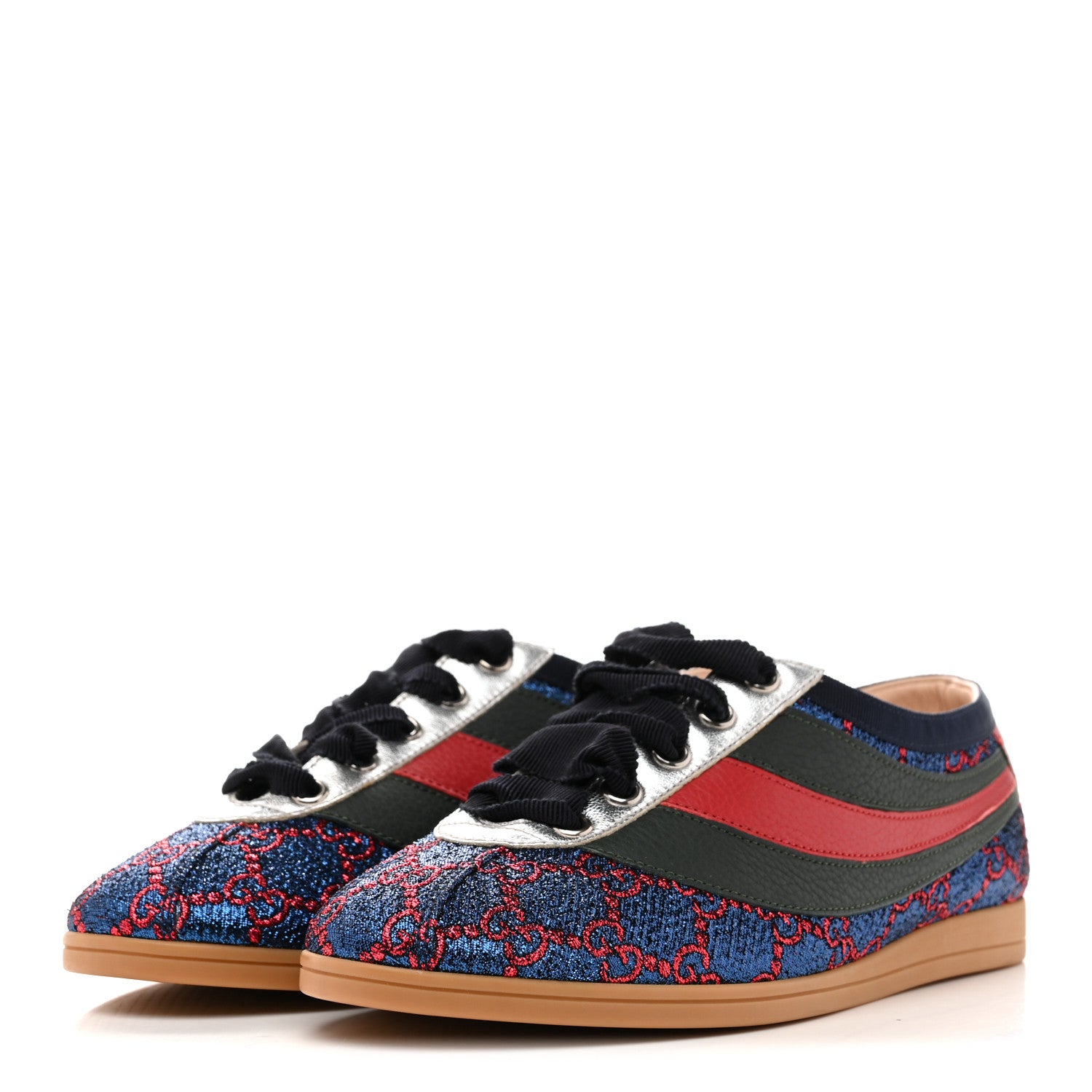 Gucci Lurex Calfskin Web GG Monogram Womens Falacer Sneakers 35.5