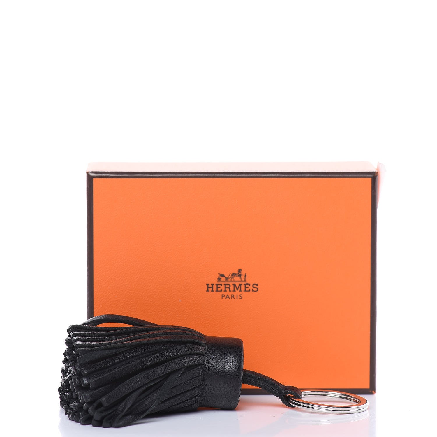 Hermes Lambskin Carmen Tassel Key Holder Black 4 of 4