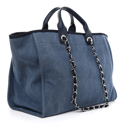 Chanel Canvas Sequin Medium Deauville Tote Navy 3 of 9