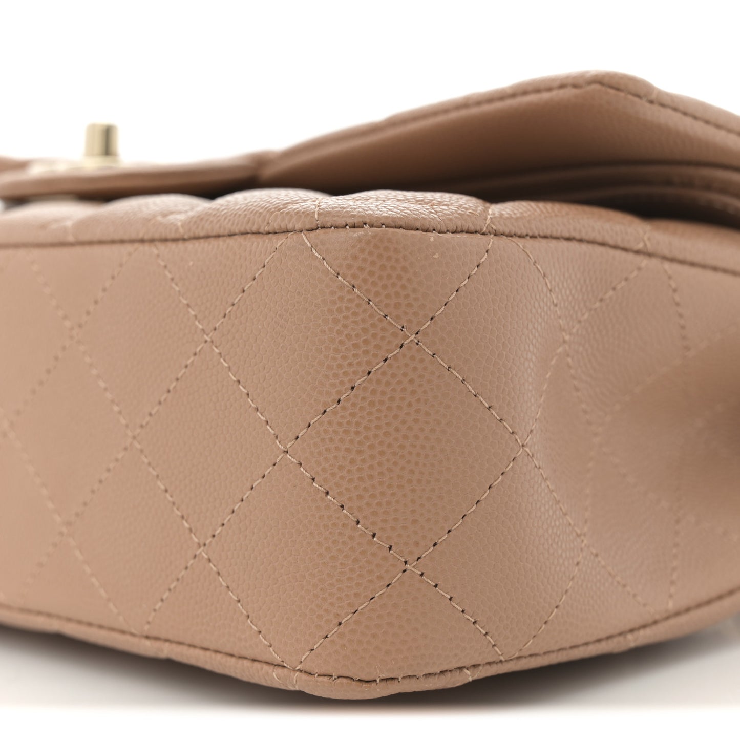 Caviar Quilted Medium Double Flap Dark Beige