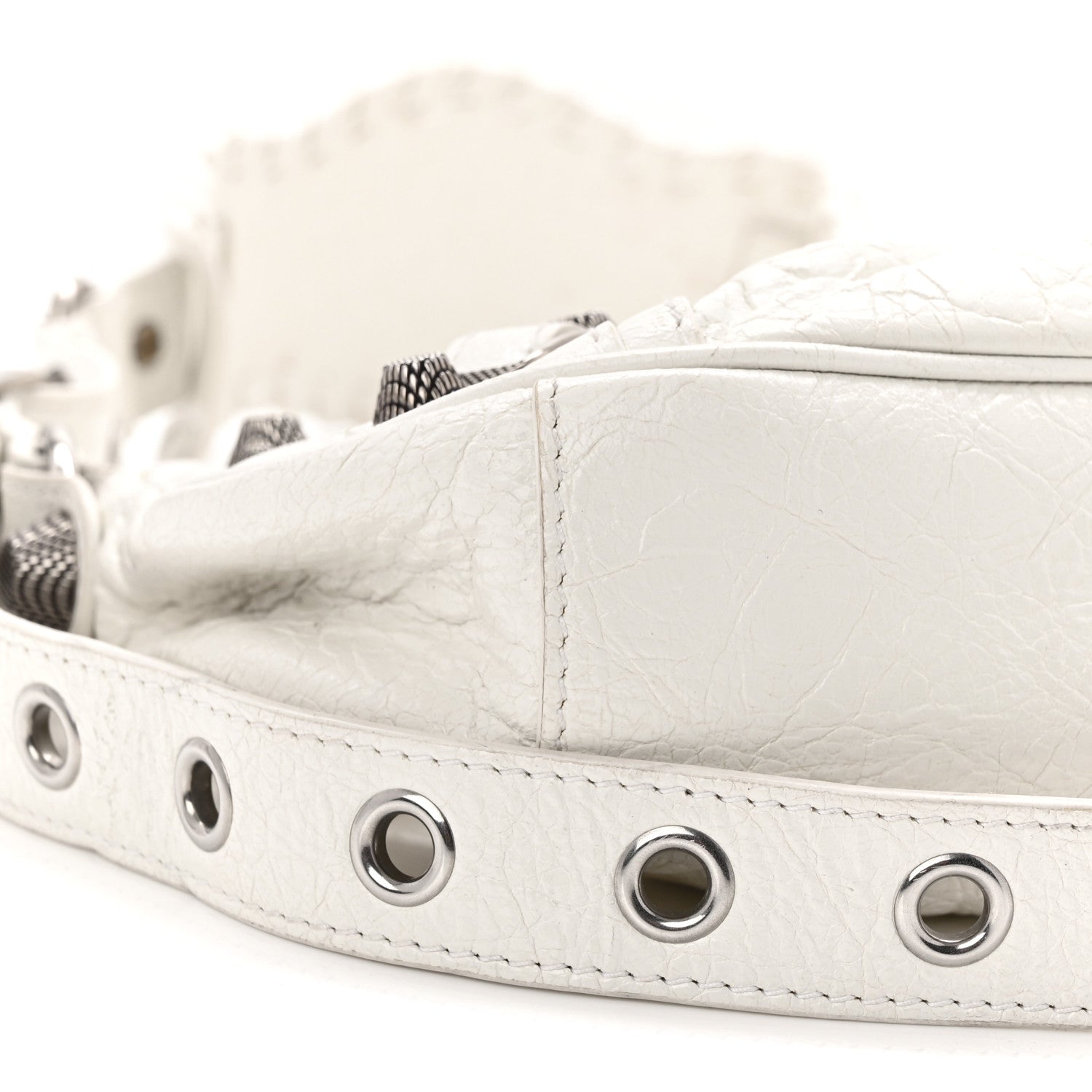 Balenciaga Agneau Arena Le Cagole Shoulder Bag XS Optic White