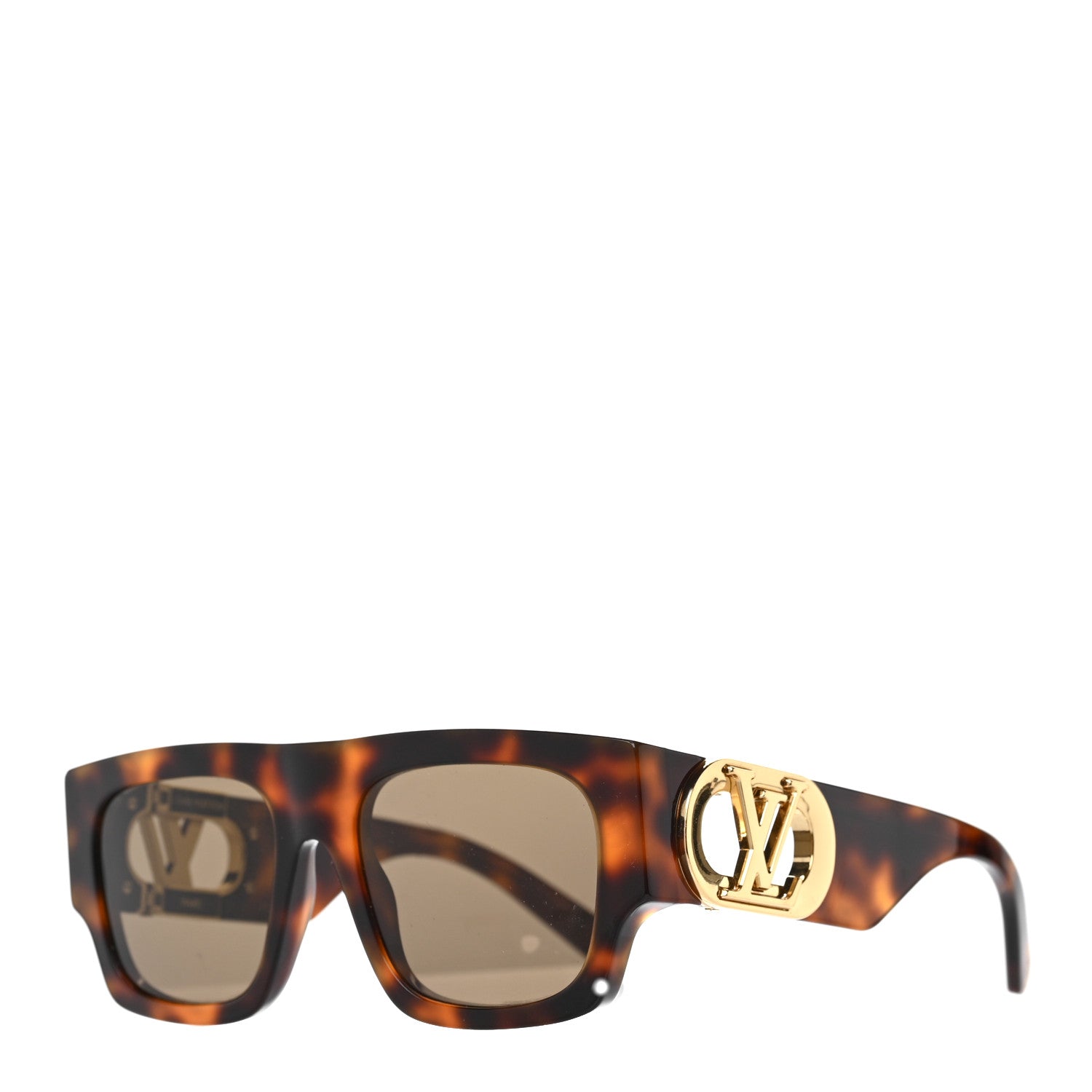 Louis Vuitton Acetate LV Link Square Sunglasses Z1479W Dark Tortoise 1 of 9