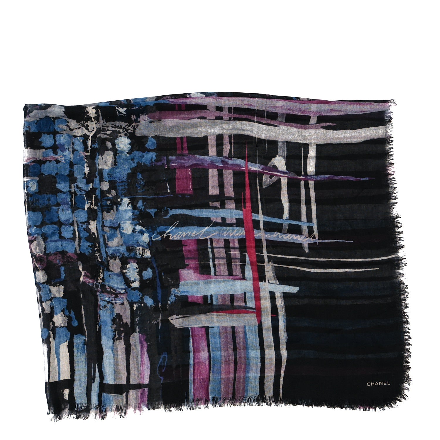 Chanel Cashmere Silk Stole Multicolor Black 2 of 3