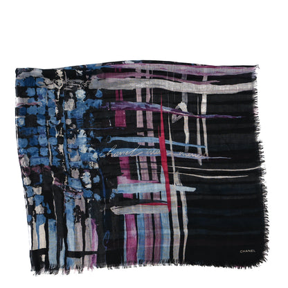 Chanel Cashmere Silk Stole Multicolor Black 2 of 3
