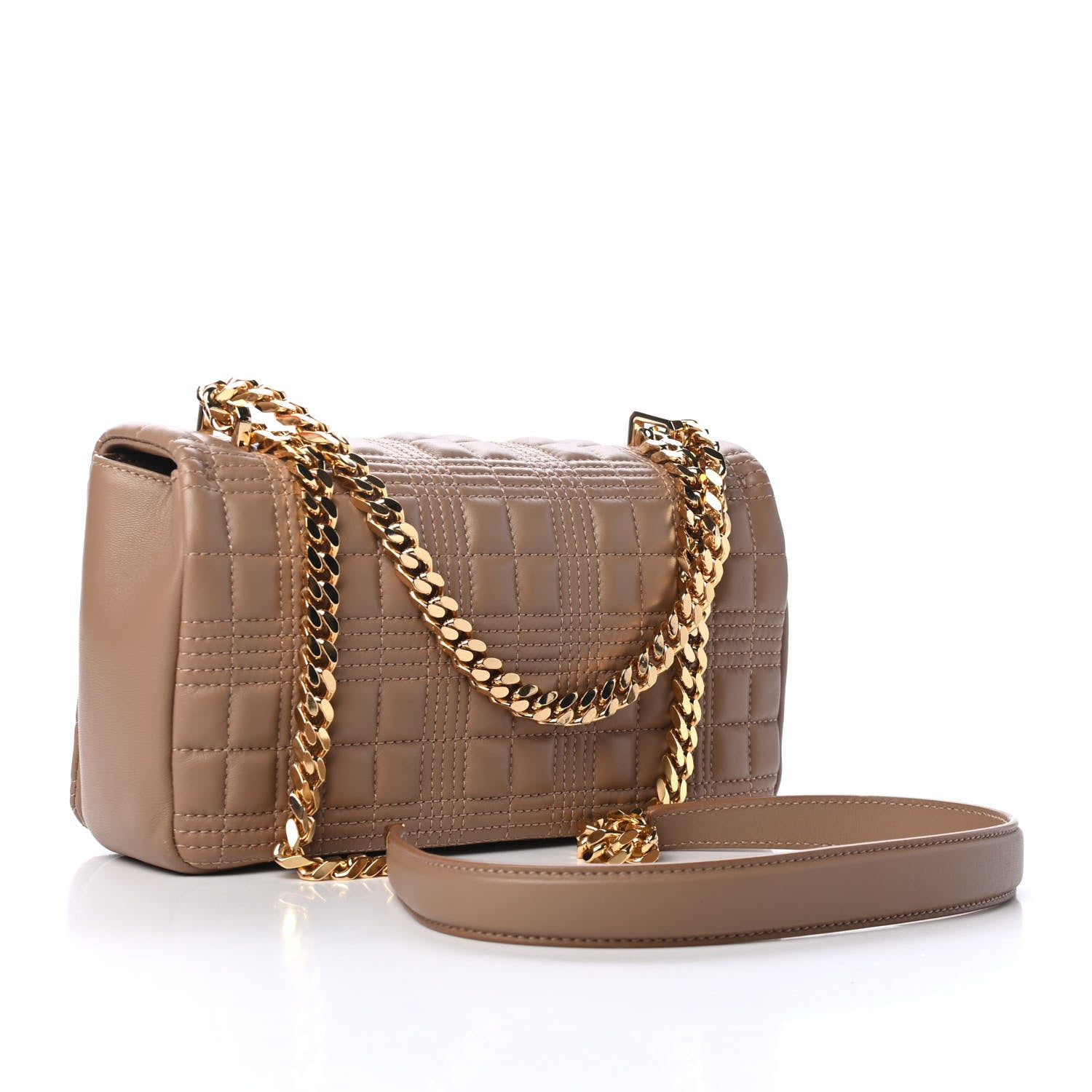 Burberry Lambskin Quilted Small Lola Bag Camel 2 of 5