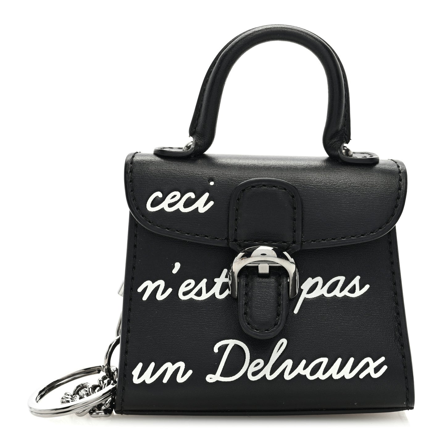 Calfskin Mini L'Humour Brillant Bag Charm Black White