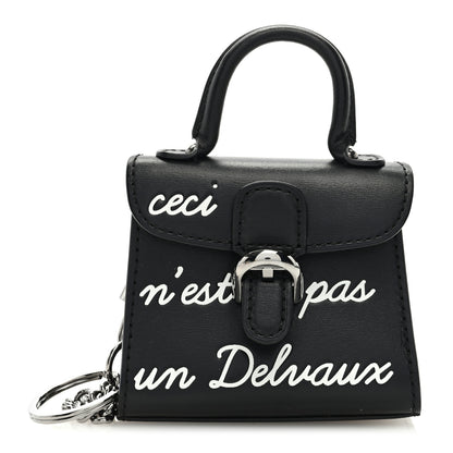 Delvaux Calfskin Mini L'Humour Brillant Bag Charm Black White 1 of 6