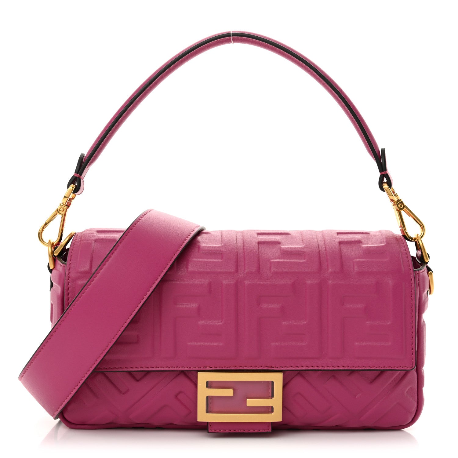 Fendi Nappa FF 1974 Embossed Baguette Ciclamino Pilar 1 of 10