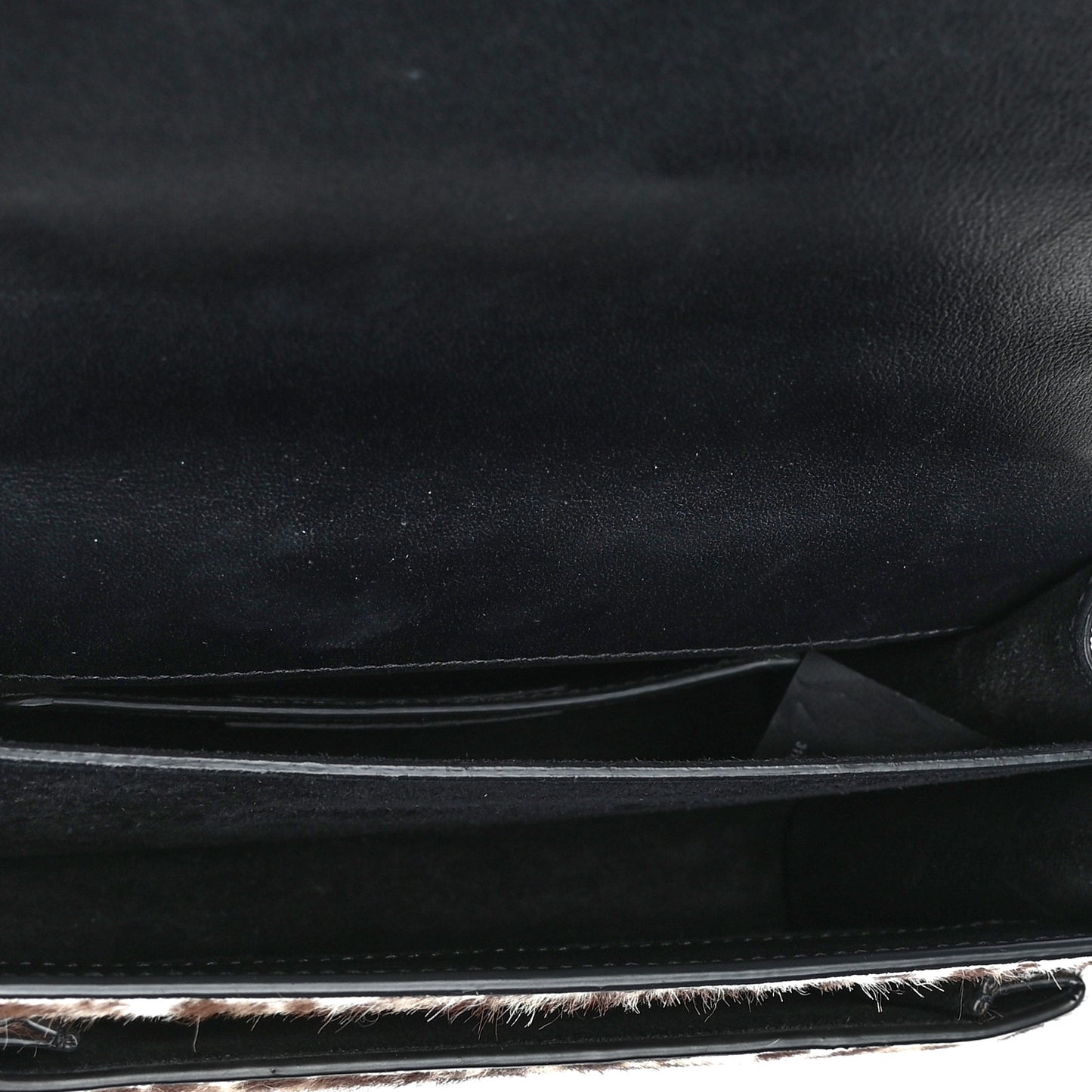 Calf Hair Leopard Print Monogram Small Sunset Chain Wallet Natural Black