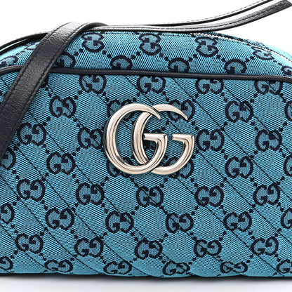 Gucci Monogram Multicolor Matelasse Diagonal Small GG Marmont Chain Shoulder Bag Light Blue 7 of 9