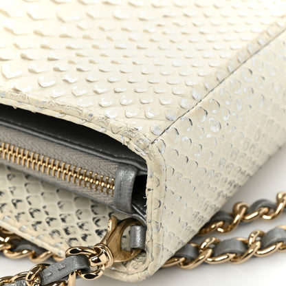 Chanel Snakeskin Phone Holder Pouch Clutch White 21 of 24
