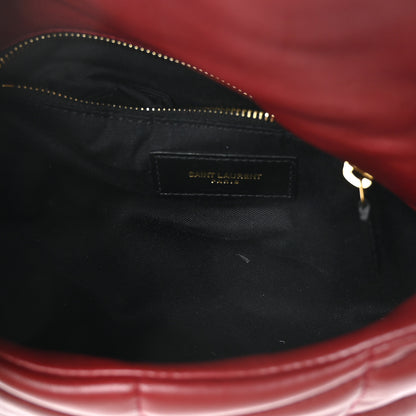 Saint Laurent Lambskin Quilted Toy Loulou Puffer Monogram Chain Satchel Red 5 of 9