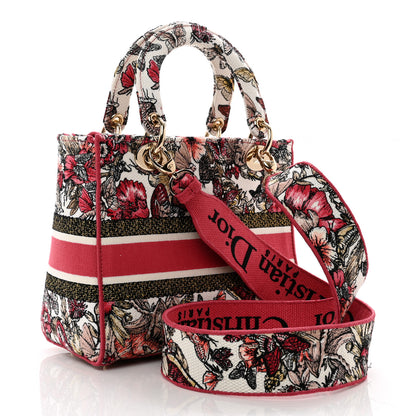 Christian Dior Canvas Embroidered Butterfly Print Medium Lady D-Lite Multicolor 3 of 9