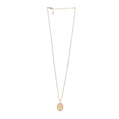 Chanel Crystal CC Crown Signet Necklace Gold 3 of 5
