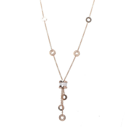 Bulgari 18K Rose Gold Diamond White Ceramic B.Zero1 Necklace 1 of 8