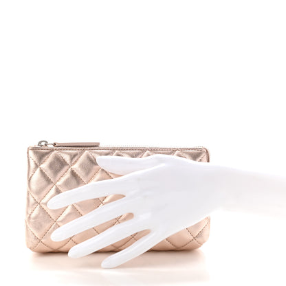Chanel Metallic Lambskin Quilted Cosmetic Pouch Light Gold 2 of 19