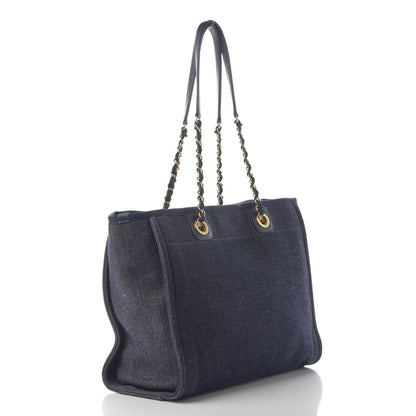 Chanel Denim Small Deauville Tote Dark Blue 3 of 13