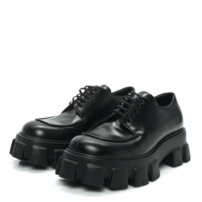 Prada Spazzolato Rois Monolith 55mm Derby Loafers 8 Black 3 of 8