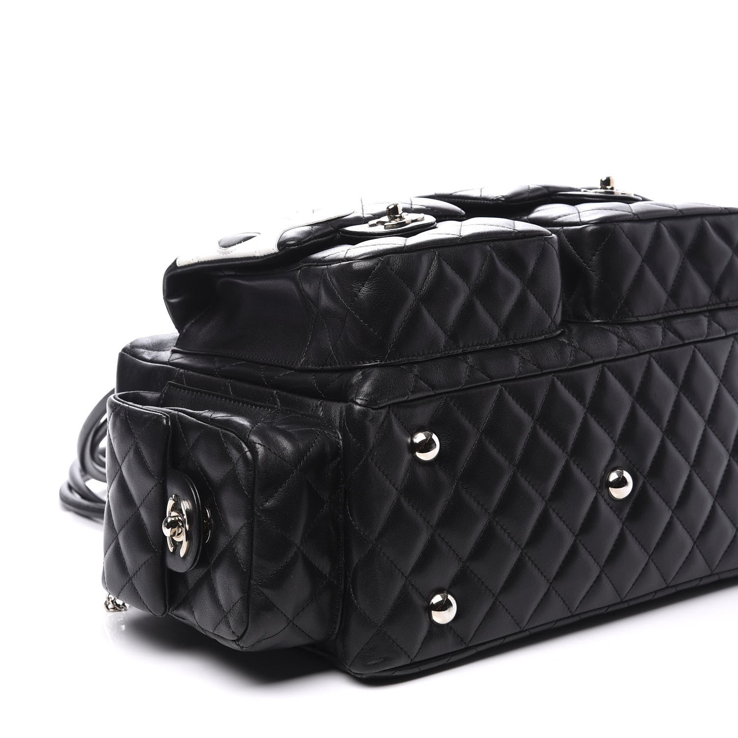 Chanel Calfskin Quilted Large Cambon Multipocket Reporter Black White 5 of 9