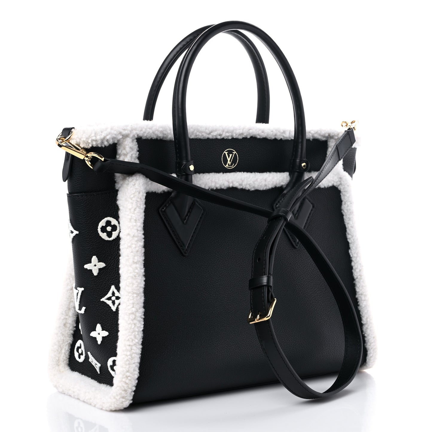 Grained Calfskin Shearling On My Side MM Black