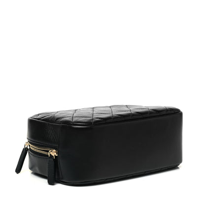 Chanel Lambskin Quilted Medium Curvy Pouch Cosmetic Case Black 4 of 9
